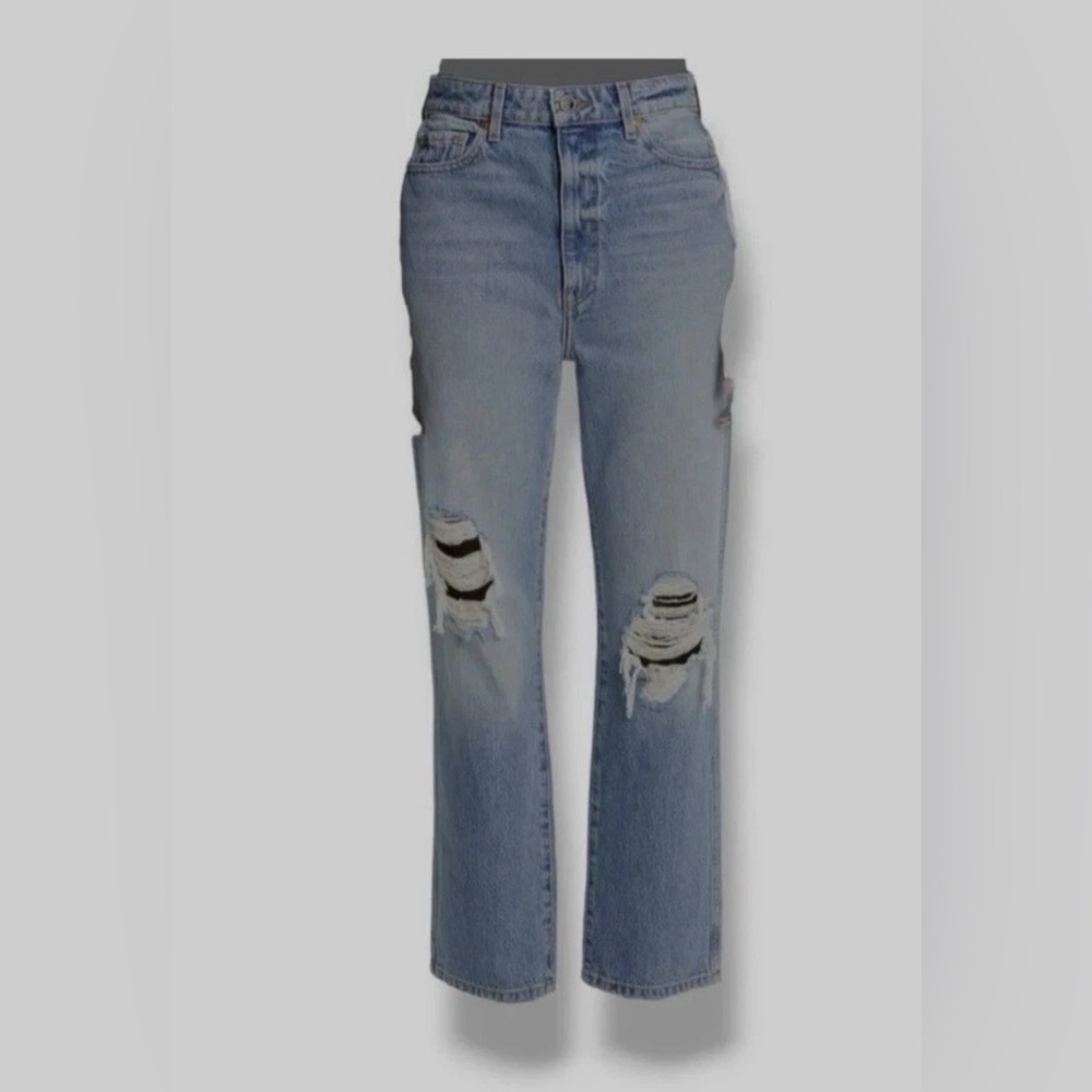 NWT Khaite Danielle Retail Value $442 High-Rise Straight Leg Denim Jeans Size 25